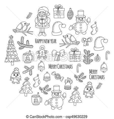 450x470 Christmas New Year Santa Claus Doodle Vector Icons Presents