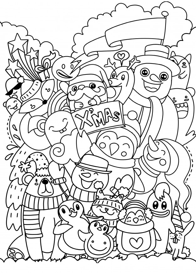 626x869 Hand Drawn Christmas Character Set Doodle, Vector Illustration