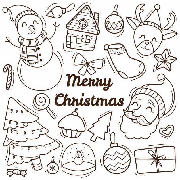 626x626 Set Of Cute Christmas Doodle Vector Premium Download