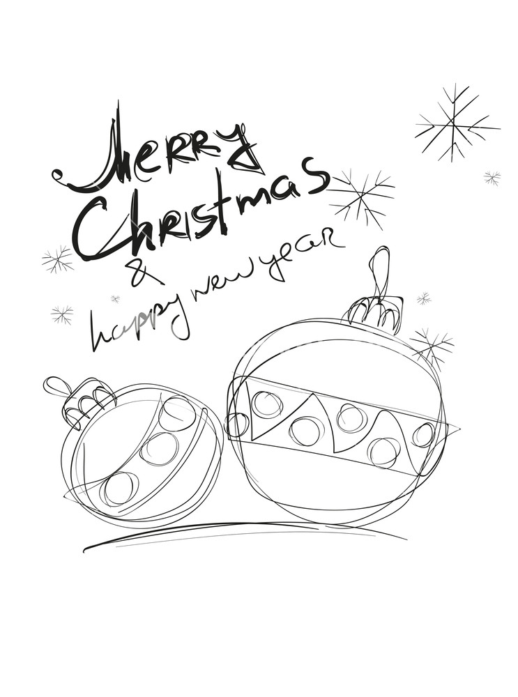 743x1000 Vector Christmas Doodle Ball Background Cute Hand Drawn Childish