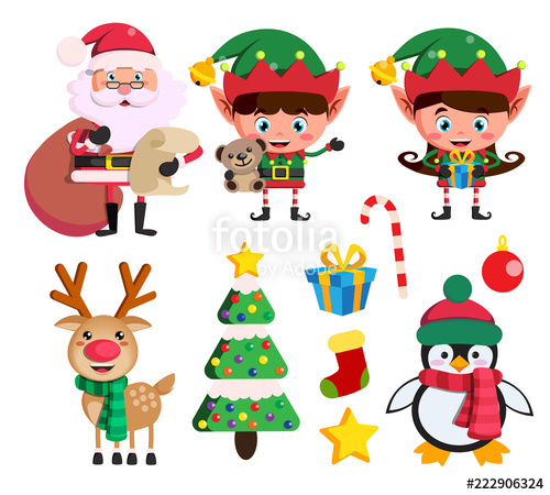 500x450 Christmas Elements And Vector Characters Like Santa Claus, Elf Ans