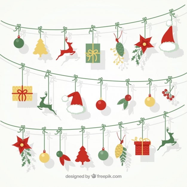 626x626 Nice Background Of Garlands With Christmas Elements Vector Free