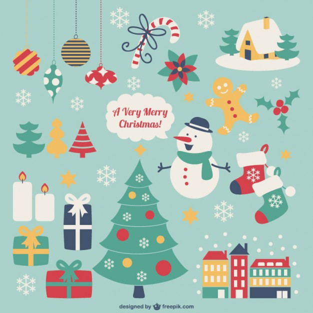 626x626 Retro Style Christmas Elements Vector Free Download