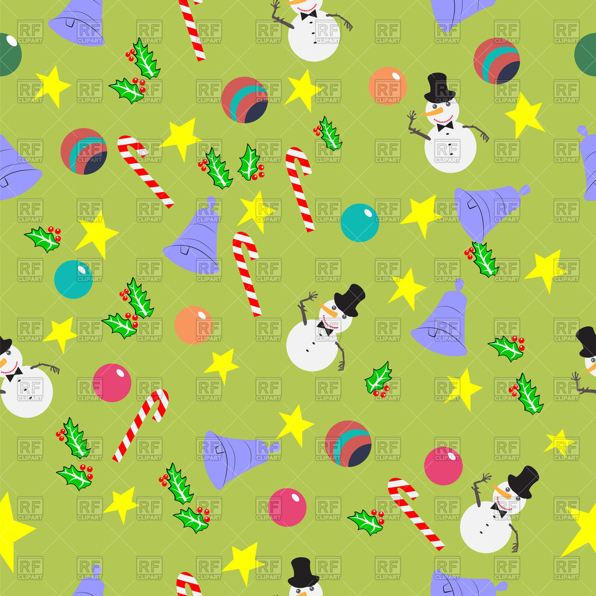 1200x1200 Seamless Pattern With Cute Cartoon Christmas Elements Vector Image