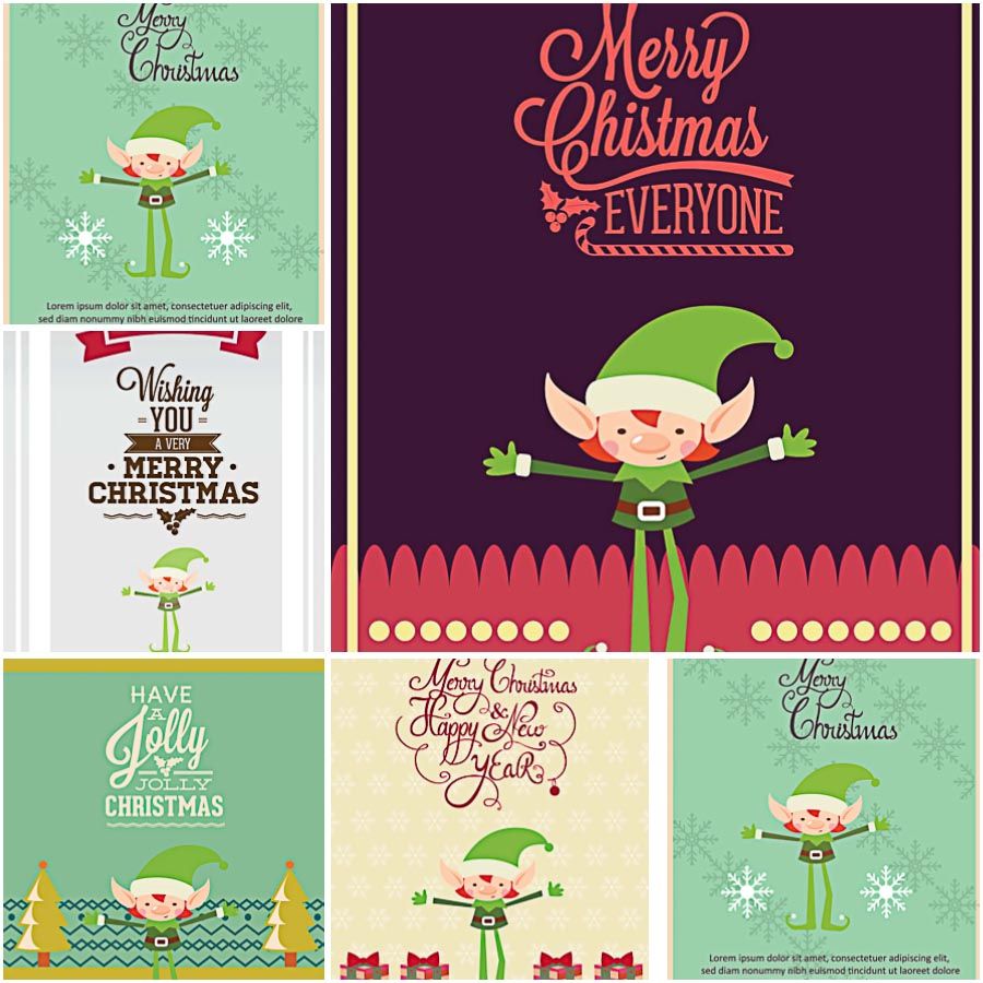 900x900 Fancy Holiday Giftcard With Elf Vector Free Vectors,cards