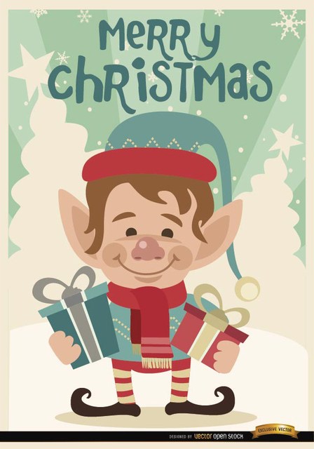 448x640 Merry Christmas Elf Background Free Vector