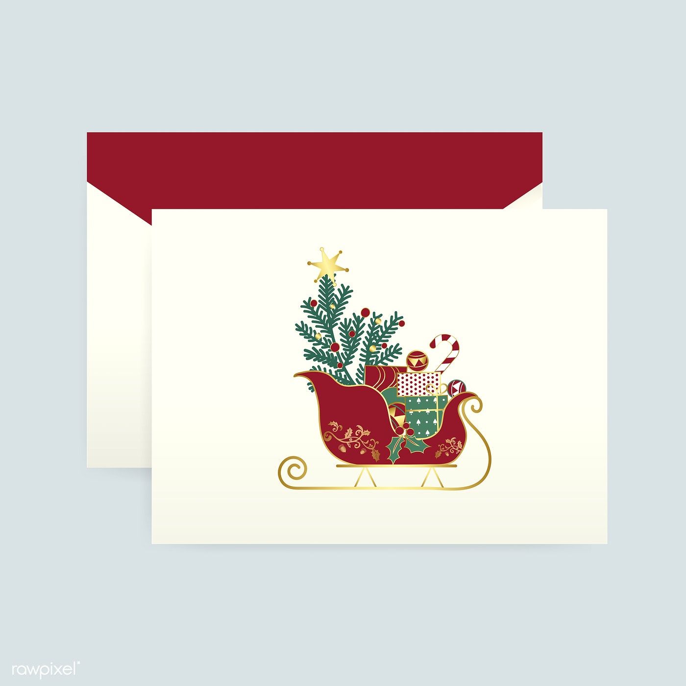 1400x1400 Christmas Card With An Envelope Vector Free Image