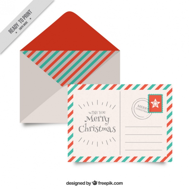 626x626 Christmas Envelope With Postcard In Vintage Style Vector Free