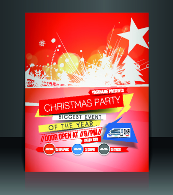 340x384 Christmas Flyer Cover Design Vector Set Free Download