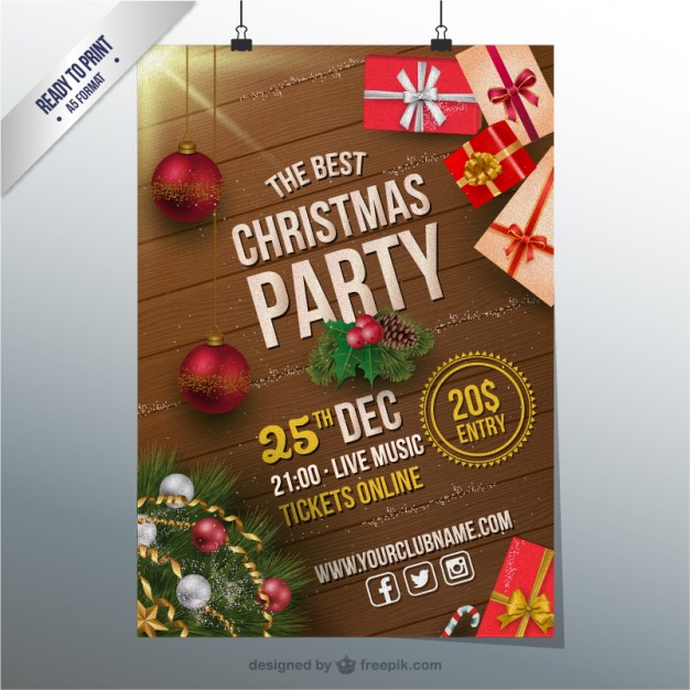 626x626 Christmas Party Cmyk Flyer Vector Free Download