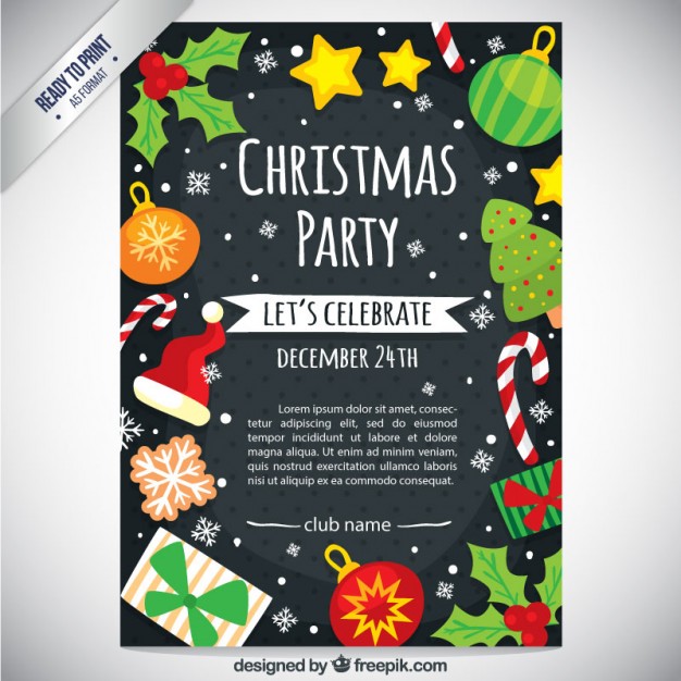 626x626 Cute Christmas Party Flyer Vector Free Download
