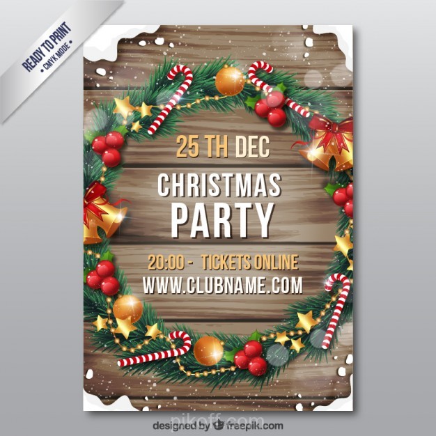 626x626 Wooden Christmas Flyer Vector Free Download