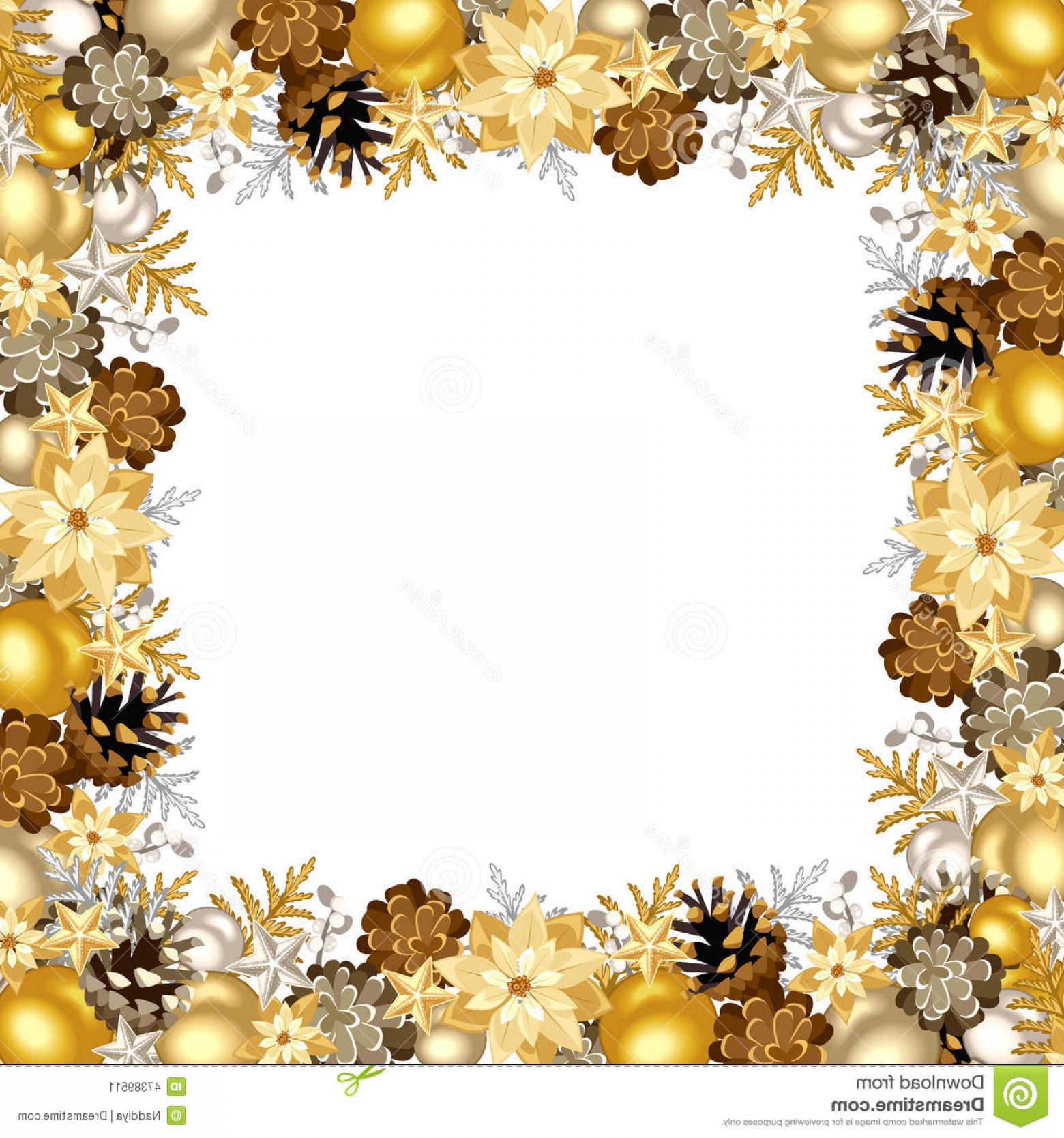 Stock Illustration Christmas Frame Gold Silver Balls Vector 1560x1668 Stock Illustration Christmas Frame Gold Silver Balls Vector