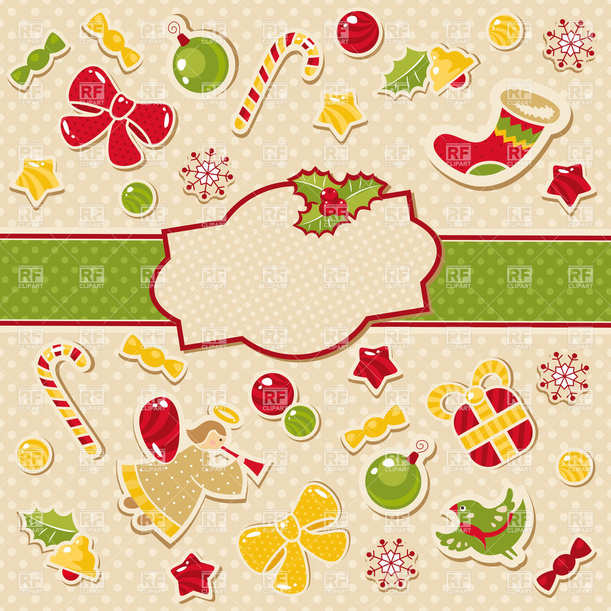 1200x1200 Ornate Christmas Frame And Festive Decorations Vector Image