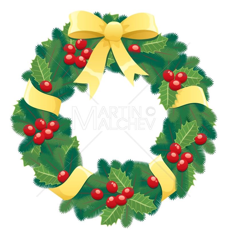 794x833 Christmas Wreath Vector Cartoon Clipart Illustration Etsy