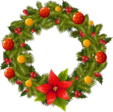372x368 Christmas Wreath Free Vector Download