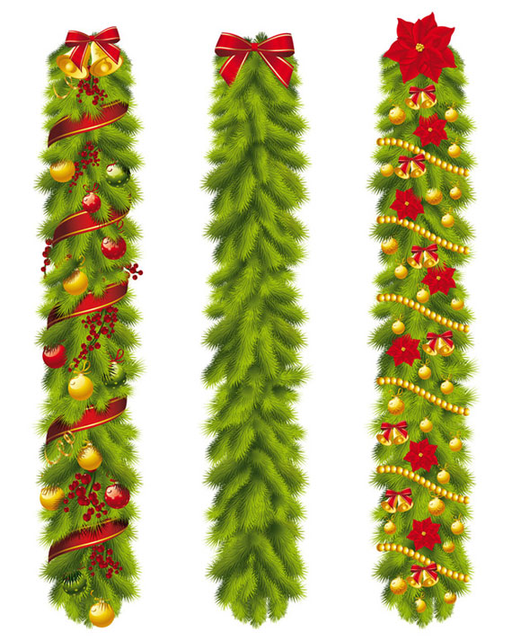 570x713 Green Christmas Garlands Vector Clip Arts, Clip Art