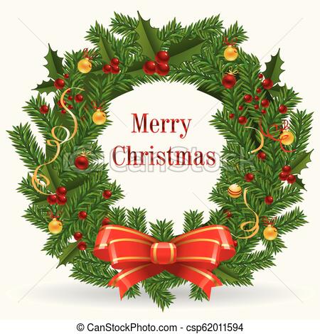 450x470 New Year S Wreath With The Inscription Vector Illustration New