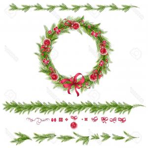 300x300 Christmas Border Set With Garland Vector Newwaysys