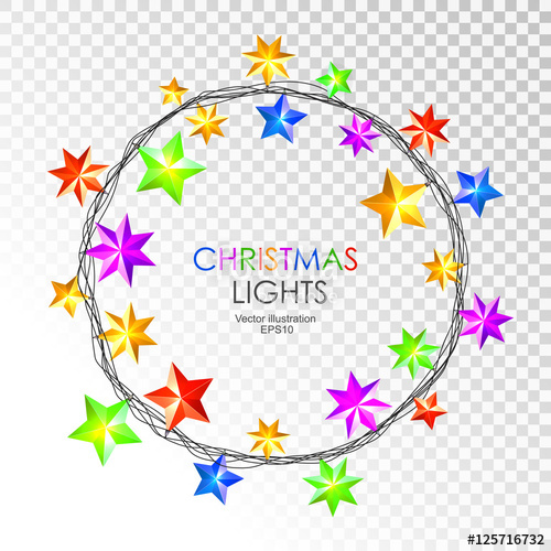 500x500 Round Colorful Christmas Stars Lights Isolated On Transparent