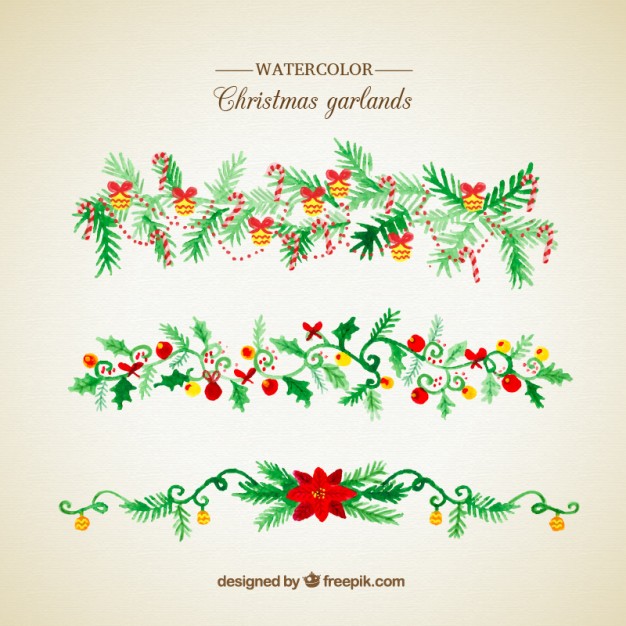 626x626 Watercolor Christmas Garlands Vector Free Download