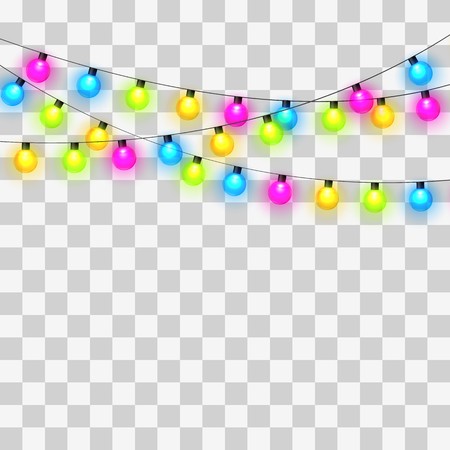 450x450 Christmas Lights Colorful Xmas Garland Vector Red, Yellow, Blue