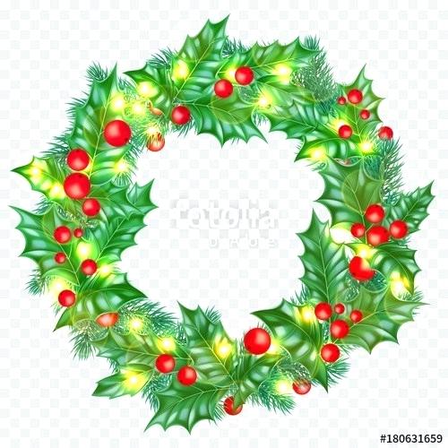 500x500 Greeting Card Template Background Of Holly Leaf Wreath And Lights