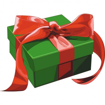 425x425 Green Christmas Gift Box With Red Bow Vector Free Vectors