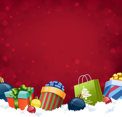 395x378 Red Background With Christmas Gift Vector Free Vector