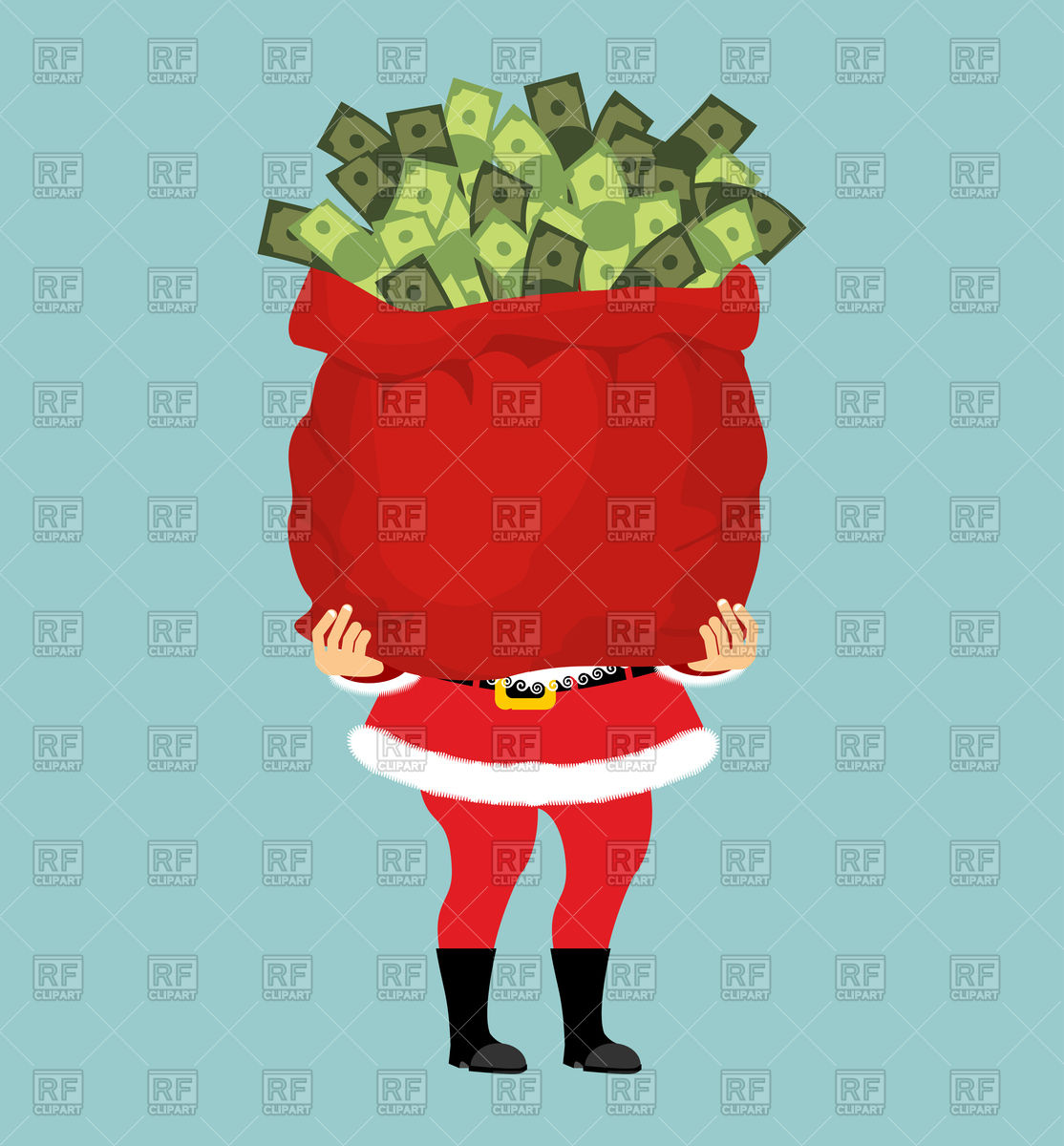 1114x1200 Santa And Big Bag Of Money, Christmas Gift Vector Image Of People