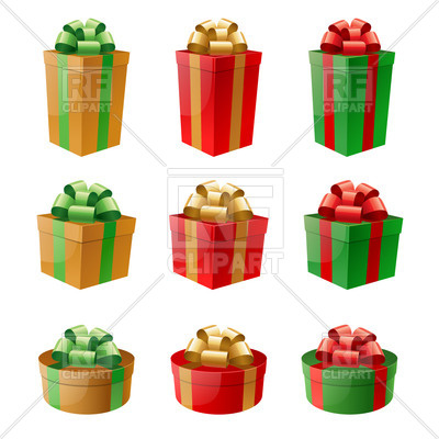 400x400 Set Of Colorful Christmas Gift Boxes With Ribbons Vector Image