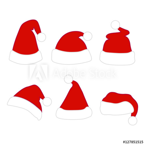 500x500 Santa Christmas Hat Vector Illustration Set Icons