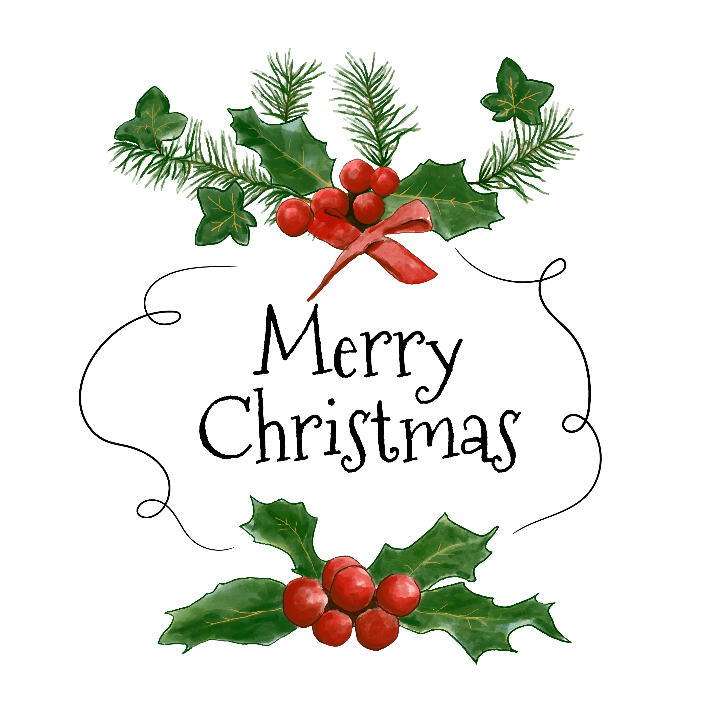 Christmas Holly Free Vector Art 2800x2800 Christmas Holly Free Vector Art