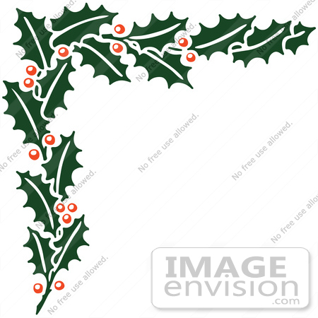 450x450 Clipart Of A Retro Christmas Holly Corner Border