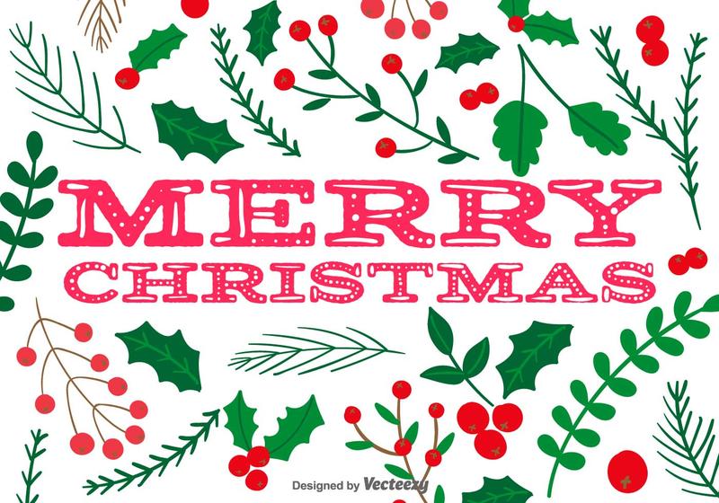 800x560 Holly Merry Christmas Vector Background