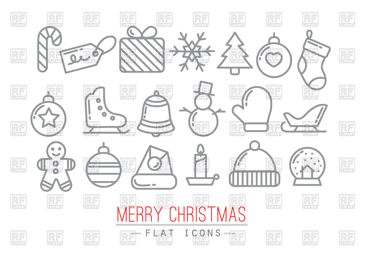 Christmas Icons On White Background, Winter Elements Vector Image 1200x837 Christmas Icons On White Background, Winter Elements Vector Image