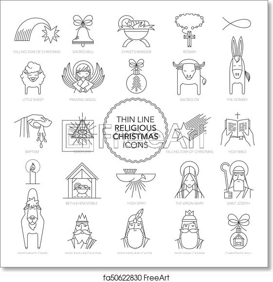 Free Art Print Of Thin Line Religious Christmas Icons Vector Thin 561x581 Free Art Print Of Thin Line Religious Christmas Icons Vector Thin