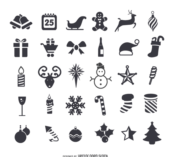 Christmas Flat Icons Set Free Vector Download Cannypic 602x541 Christmas Flat Icons Set Free Vector Download Cannypic