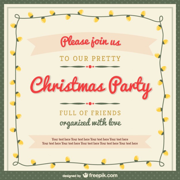 Christmas Party Invitation Template With Ornaments Free Vector 626x626 Christmas Party Invitation Template With Ornaments Free Vector