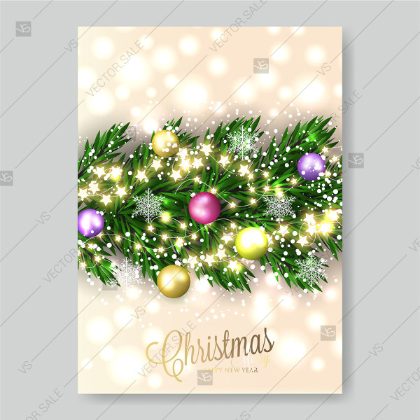 600x600 Christmas Invitation With Christmas Balls Merry Christmas