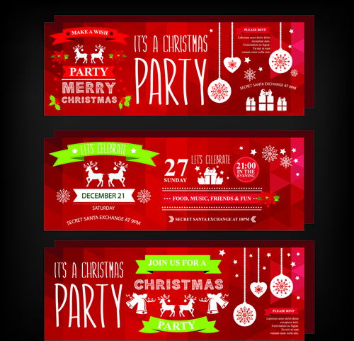 Christmas Party Invitation Banners Vector Free Vector 500x481 Christmas Party Invitation Banners Vector Free Vector