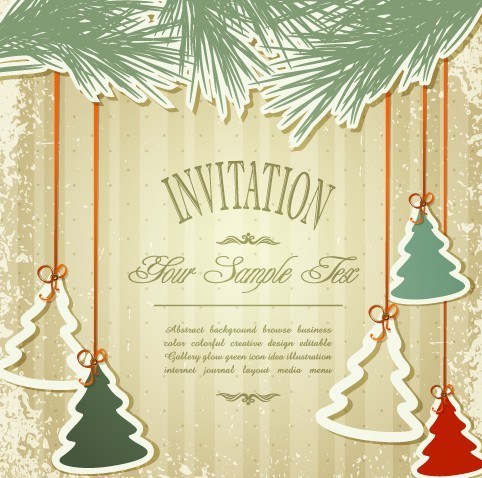 Free Vintage Merry Christmas Invitation Card Ornaments Vector 482x478 Free Vintage Merry Christmas Invitation Card Ornaments Vector