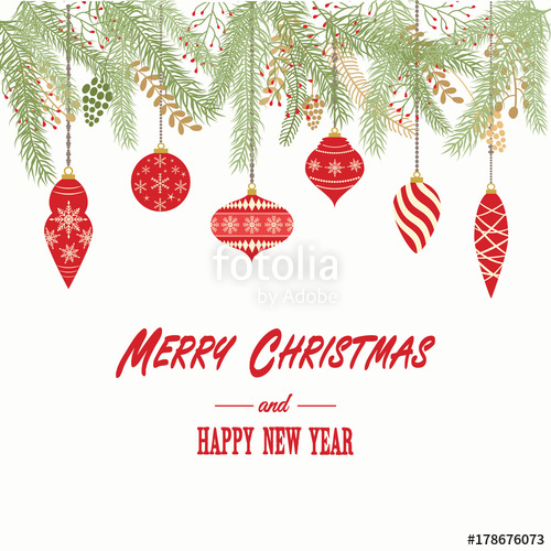 Merry Christmas And Happy New Year Card Christmas Invitation 500x500 Merry Christmas And Happy New Year Card Christmas Invitation