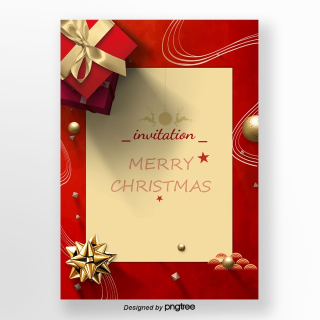 Red Gift Box Christmas Invitations Vector Template For Free 640x640 Red Gift Box Christmas Invitations Vector Template For Free