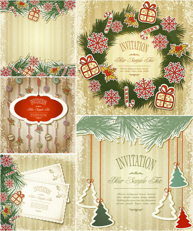 Vintage Christmas Invitation Cards Vector Free Stock Vector Art 669x800 Vintage Christmas Invitation Cards Vector Free Stock Vector Art