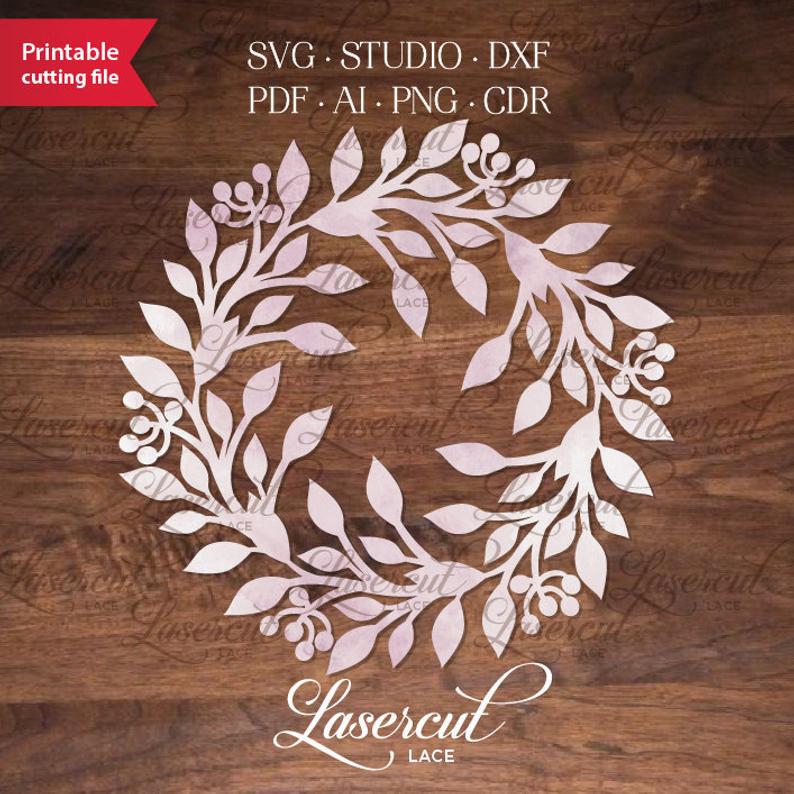 794x794 Fall Christmas Laser Cut Vector Wreath Template Etsy
