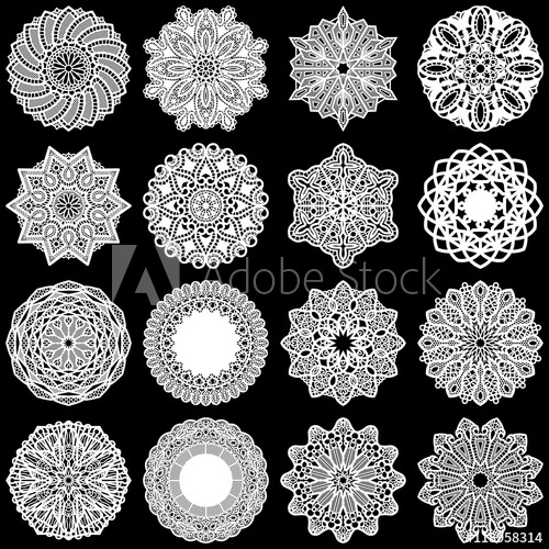 500x500 Large Set Of Design Elements, Lace Round Paper Doily, Doily