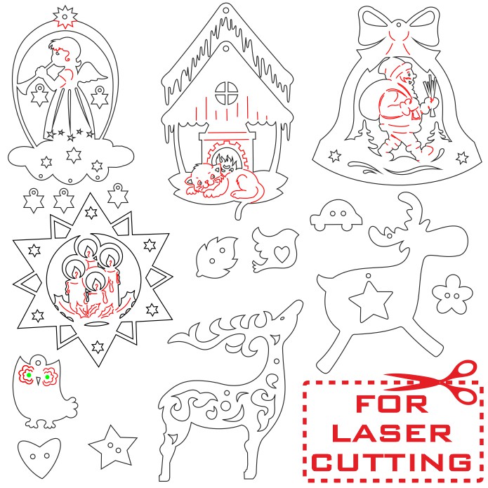 695x695 Mockups Of Christmas Toys From Plywood Download Free Cdr, Dxf