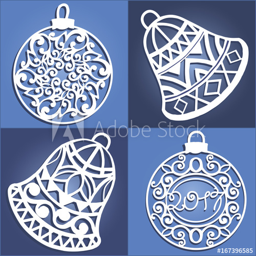 500x500 Set Of Openwork Christmas Decorations Laser Cut Paper Christmas