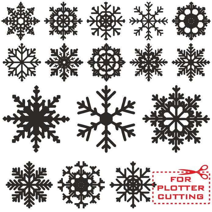 695x695 Snowflake Patterns Vector Silhouettes Of Snowflakes Free Download